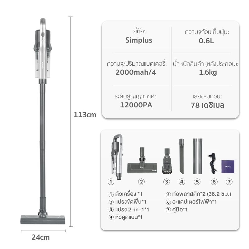 Simplus x PP Krit S5 Pro เครื่องดูดฝุ่นมือถือ เครื่องดูดฝุ่นไร้สาย ใช้ในรถยนต์,มาพร้อมการชาร์จที่ทรงพลัง XCQH009fz