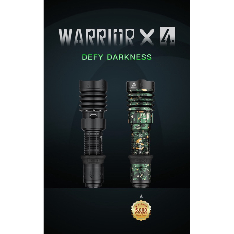OLIGHT Warrior X 4 ไฟฉายยุทธวิธีชาร์จได้ USB-C and MCC Rechargeable