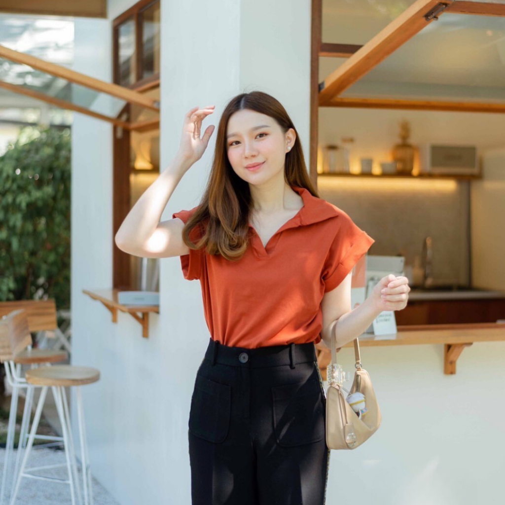 เสื้อยืด คอปก แขนพับ อกใหญ่ ผ้ายูนิ เกรด A เนื้อผ้านุ่ม ทรงเสื้อสวย แมทช์ง่าย A21 Chom KOB FTP84
