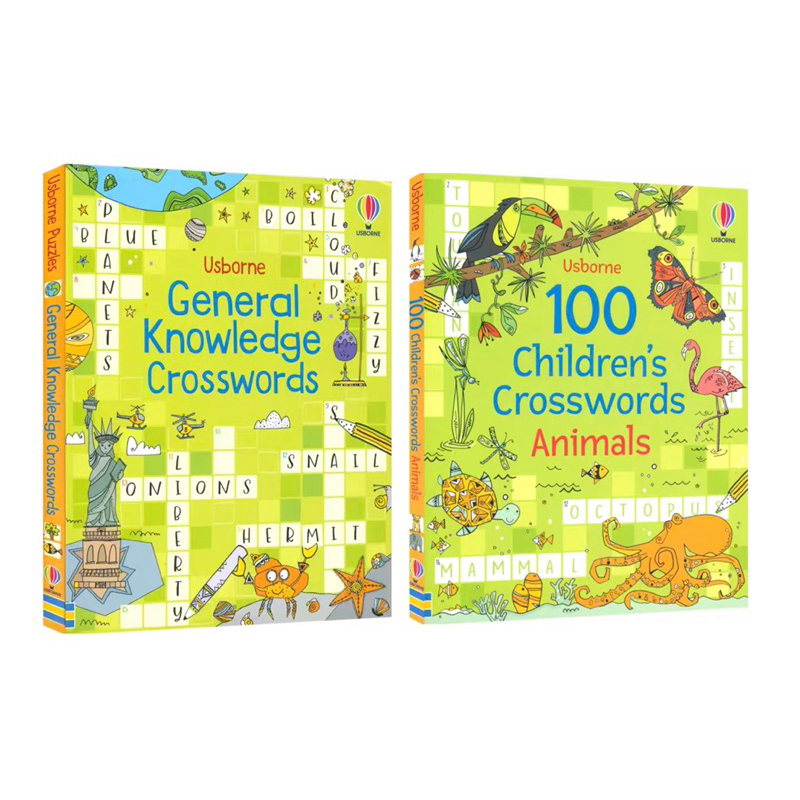 Usborne 100 Children‘s Crosswords  Animals  / General Knowledge Crosswords , Ages:6-12