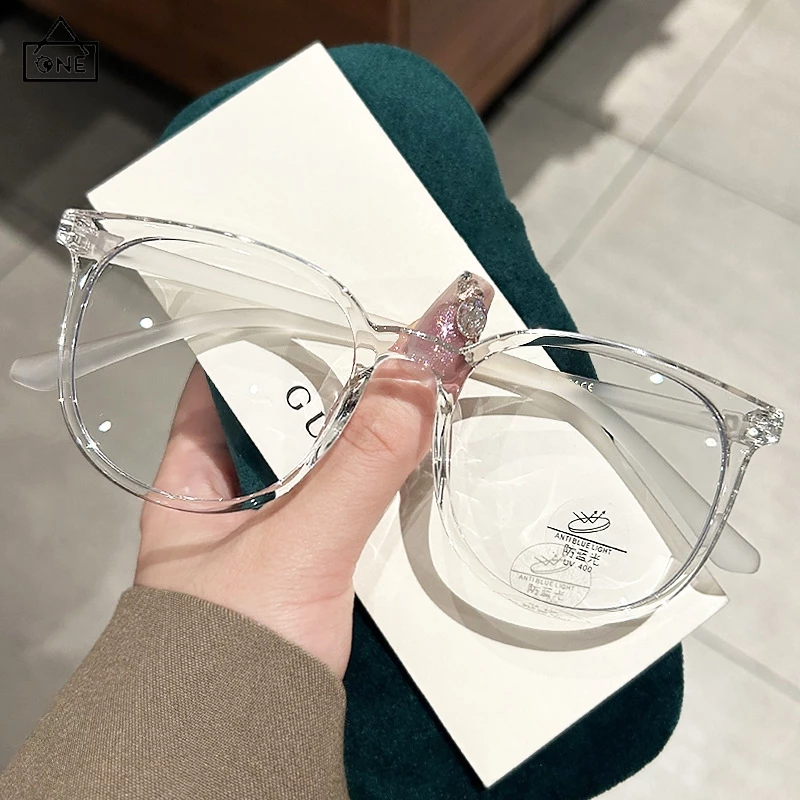 COD❤️พร้อมส่ง-แว่นตาป้องกันแสงสีฟ้าเกาหลีกรอบทรงกลมใหญ่ส์ใสแฟชั่นเบาพิเศษคอมพิวเตอร์แว่นกรองแสงผู้ชายและผู้หญิง-a.one