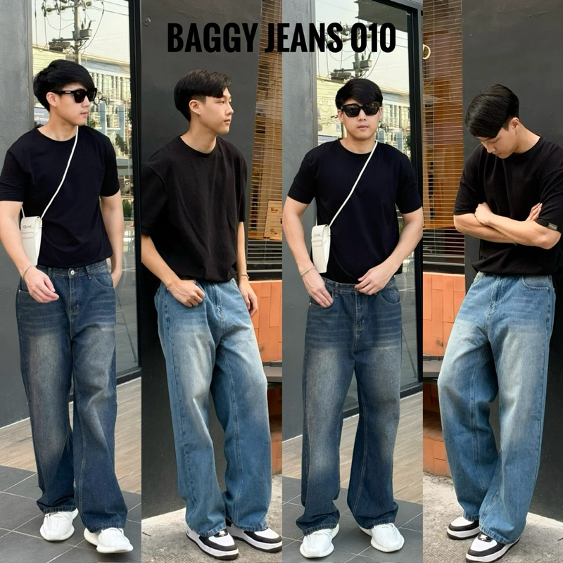 Baggy jeans 010 (790.-) กางเกงยีนส์ผู้ชายทรงกระบอกใหญ่ ผ้ายีนส์นิ่มใส่สบาย