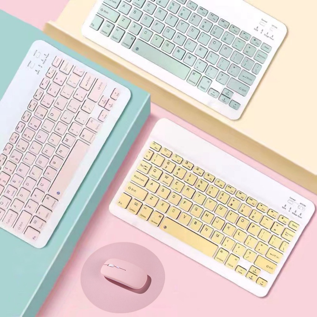 คีย์บอร์ดบลูทูธ แป้นพิมพ์ ทัชแพด ไทย+อังกฤษ บลูทูธ ไร้สายสามารถใช้ได้กับ Android Window gamingMouse เมาส์โน๊ตบุ๊ค ipad