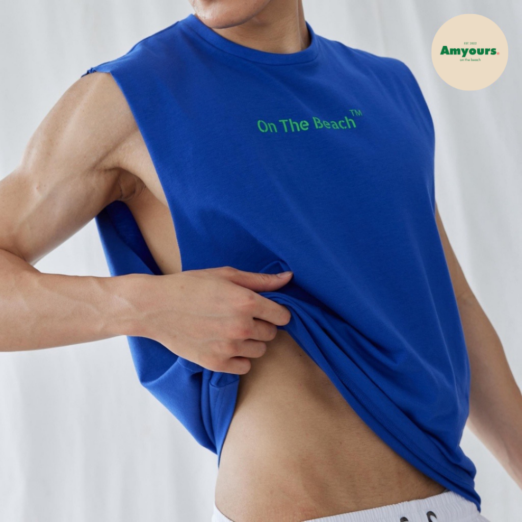 amyours on the beach เสื้อยืดแขนกุดชาย Premium cotton 100% รุ่น OTB