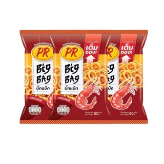 พีอาร์ ข้าวเกรียบ Big Bag รส กุ้งสไปชี่ มะเขือเทศ สาหร่าย 80 กรัม แพ็ค 3 ถุง