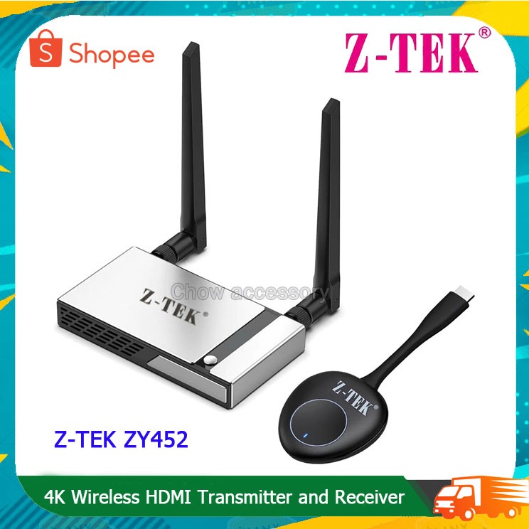 Z-TEK ZY452 HDMI Video Transmitter &amp; Receiver Wireless Extender จอแสดงผล Dongle ระยะ Wifi HDMI 50m