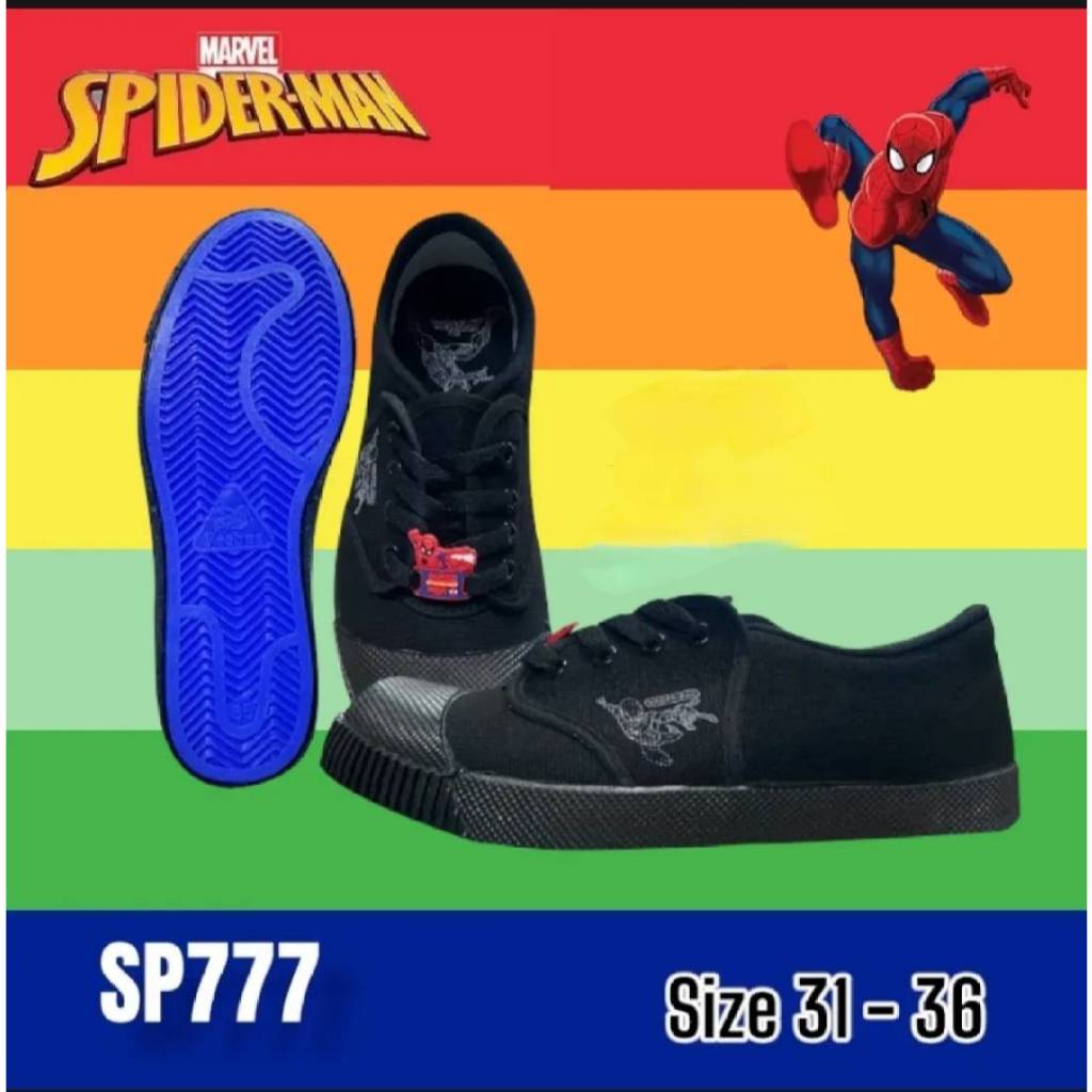 รองเท้านักเรียนผ้าใบพื้นน้ำเงินมีนวม รุ่น SP777