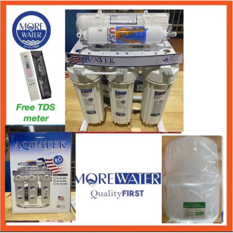 เครื่องกรอง RO Aquatek 85 GPD 5 stage & Pressure tank 4 Gallon
