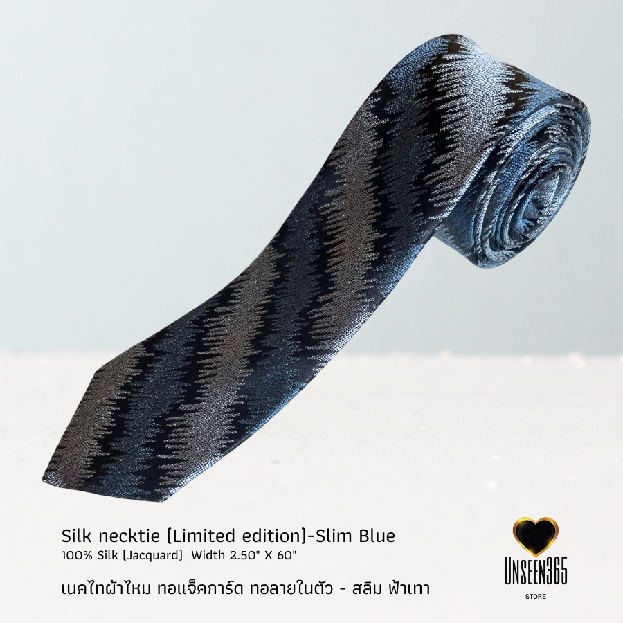 เนคไทผ้าไหม ทอแจ็คการ์ด ทรงสลิม 2.5" นิ้ว Silk necktie jacquard woven (2.5") Slim 02 -จิม ทอมป์สัน Jim Thompson