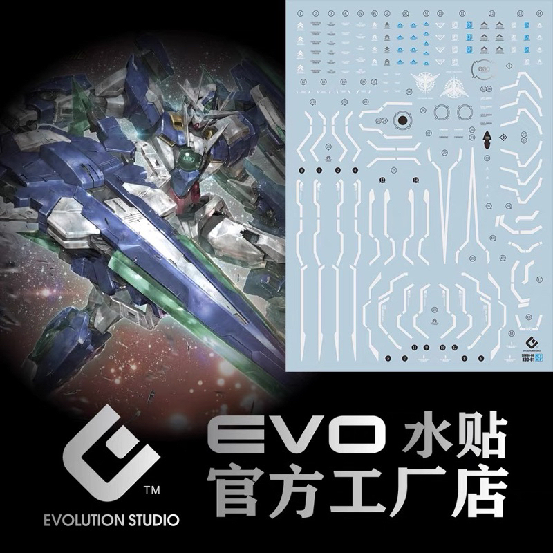 ดีคอลน้ำ DECAL EVO Upgrade MG OO QAN [T] FULL SABER รุ่นใหม่ สะท้อนแสงแบล็คไลด์