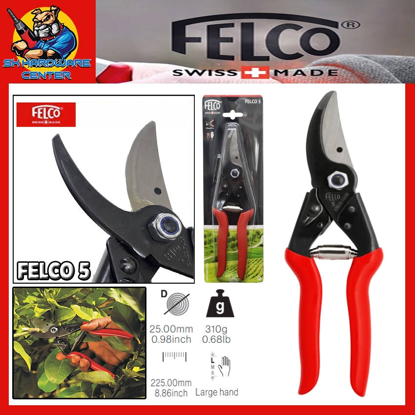 กรรไกรตัดกิ่งไม้ ตัดกิ่งไม้ได้ถึงขนาด 25mm ขนาด 8.86นิ้ว FELCO รุ่น FELCO 5 (Made in Swiss)