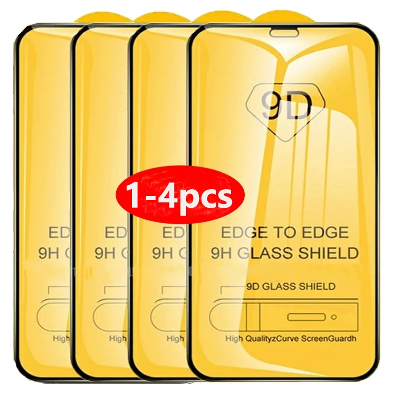4Pcs ฟิล์มกระจกนิรภัย 9D กาวเต็มจอ For Xiaomi 13 11 Lite Redmi 6 7 8 9 10 12c 10a 10c 11a 9a 9c 9t 8a 7a 6a Poco X3 C40