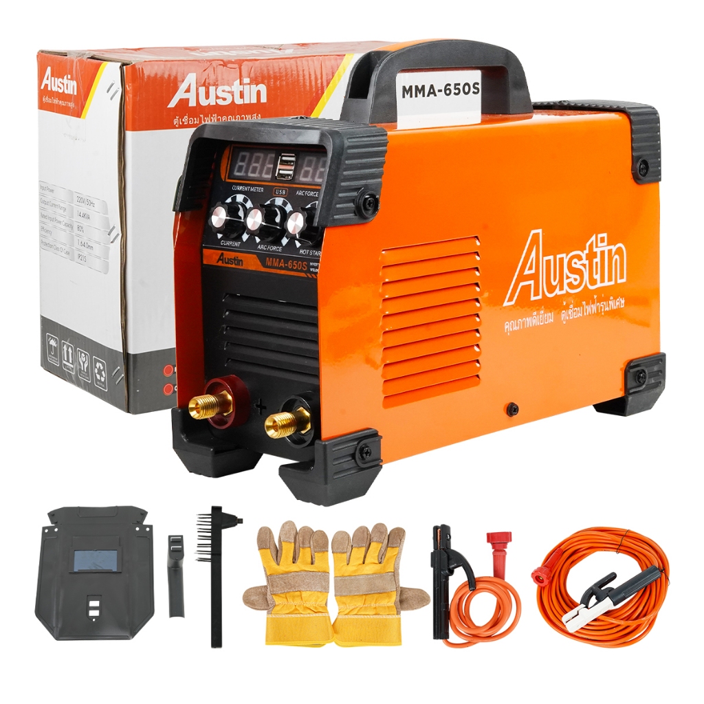 ตู้เชื่อมไฟฟ้า Austin MMA-650S แบบพกพา Inverter สำหรับเหล็กและสเตนเลส