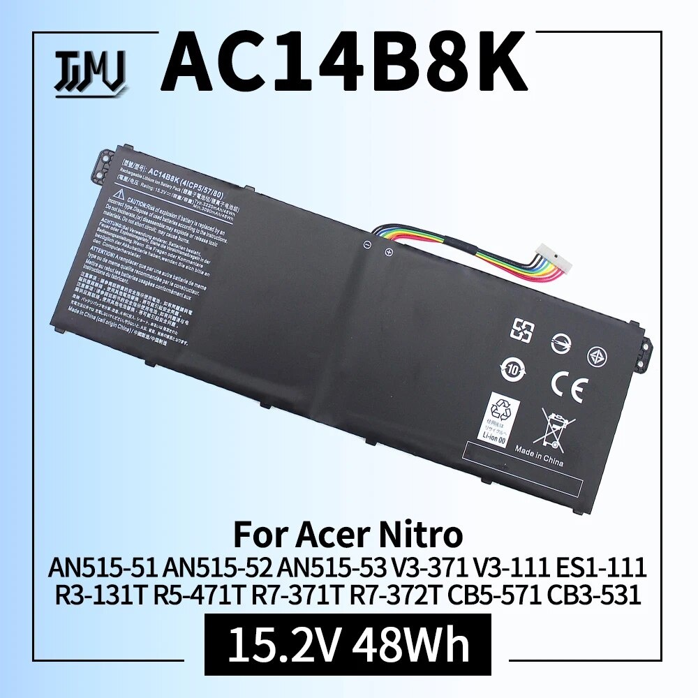 แบตเตอรี่แล็ปท็อป AC14B8K Acer Helios 300 N17C1 PH315-51 PH315-52 G3-571 G3-572 N18Q13 Nitro 5 AN515 AN515-53 AN515-54