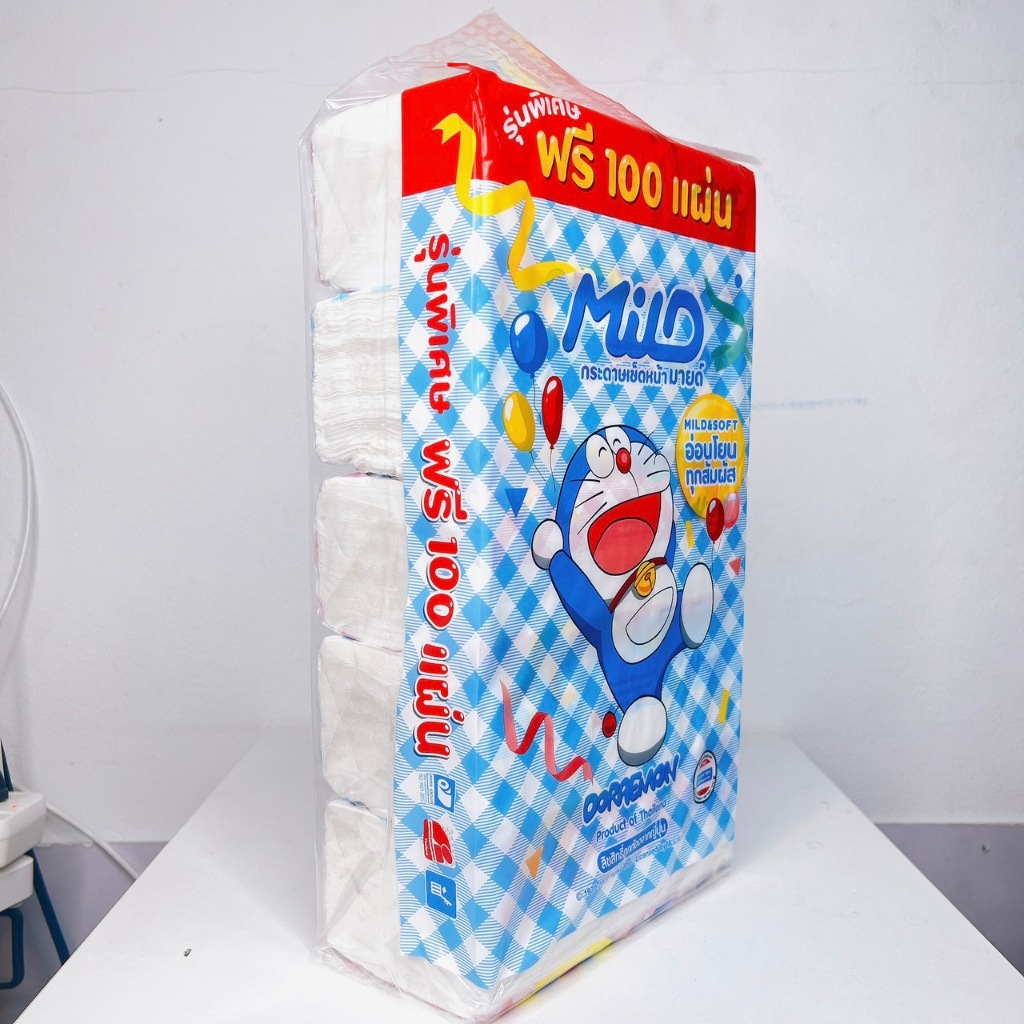 [เซท 3 แพค] Mild มายด์ โดเรม่อน กระดาษทิชชู่เช็ดหน้า บรรจุห่อละ 170 แผ่น หนา 2 ชั้น แพคละ 5 ห่อ - รูปที่ 5
