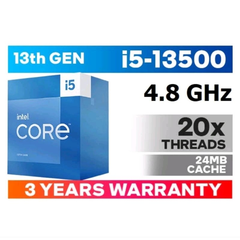 CPU INTEL i5 13500 2.5GHz 14 Core 20 Threads มีการ์ดจอในตัว UHD Graphics 770 ของใหม่ ประกันไทย 3 ปี