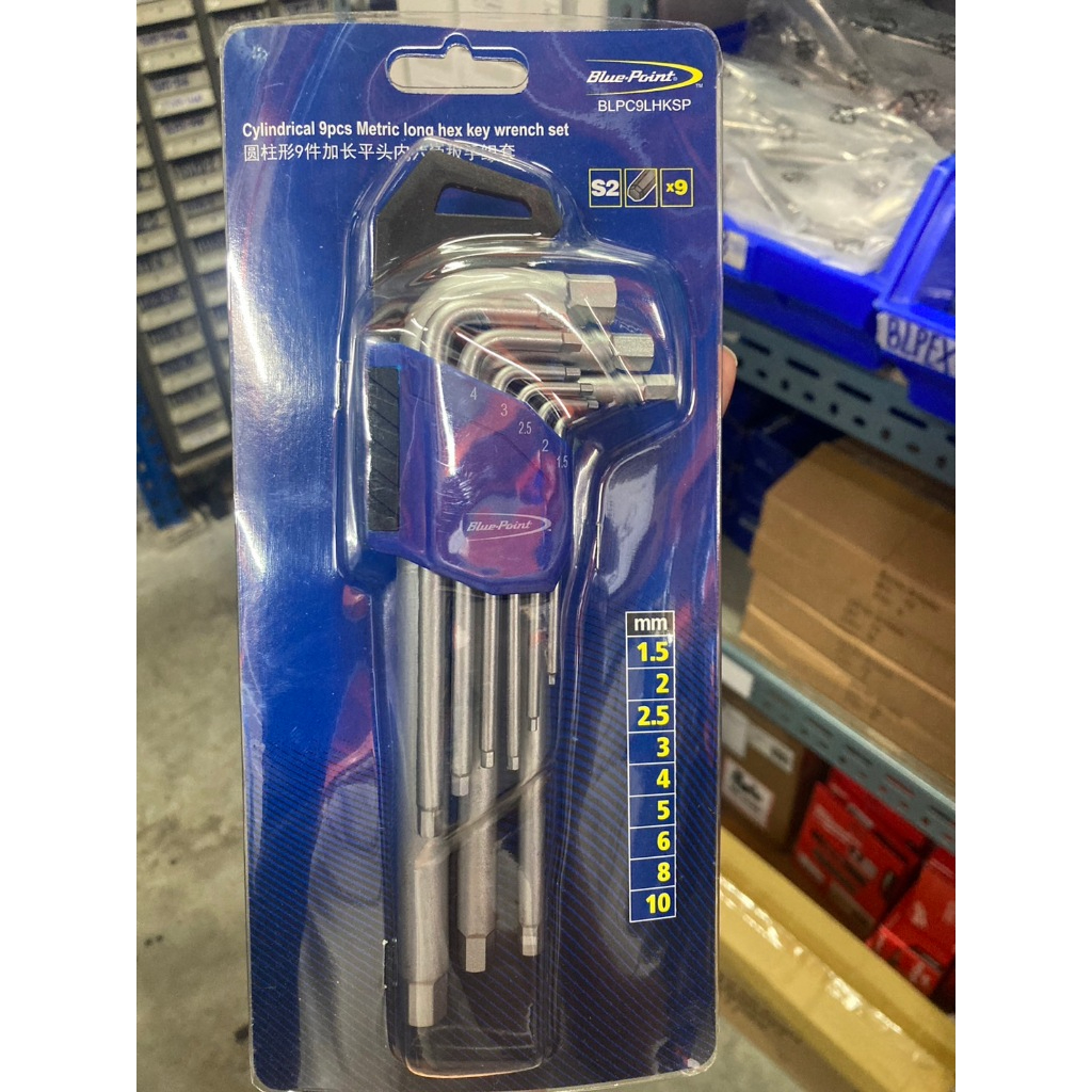 ชุดประแจหกเหลี่ยมแบบตัวแอลยาว BLUE-POINT NO.BLPC9LHKSP (BLWHKLS9) Long Arm Hex Key Set 9 Pcs