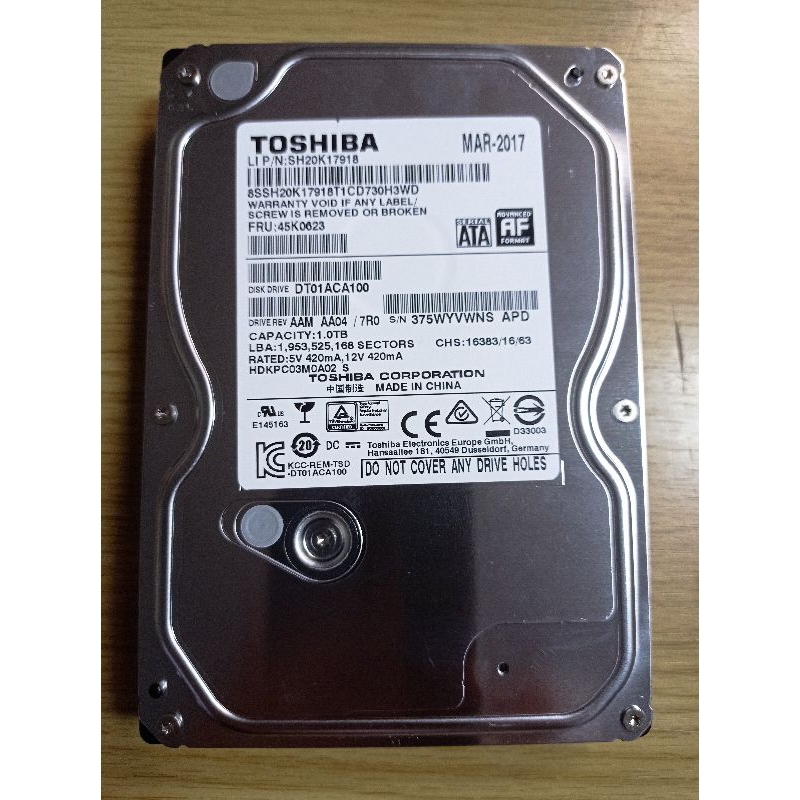 ฮาร์ดดิสก์ TOSHIBA 1TB (DT01ACA100) มือสอง