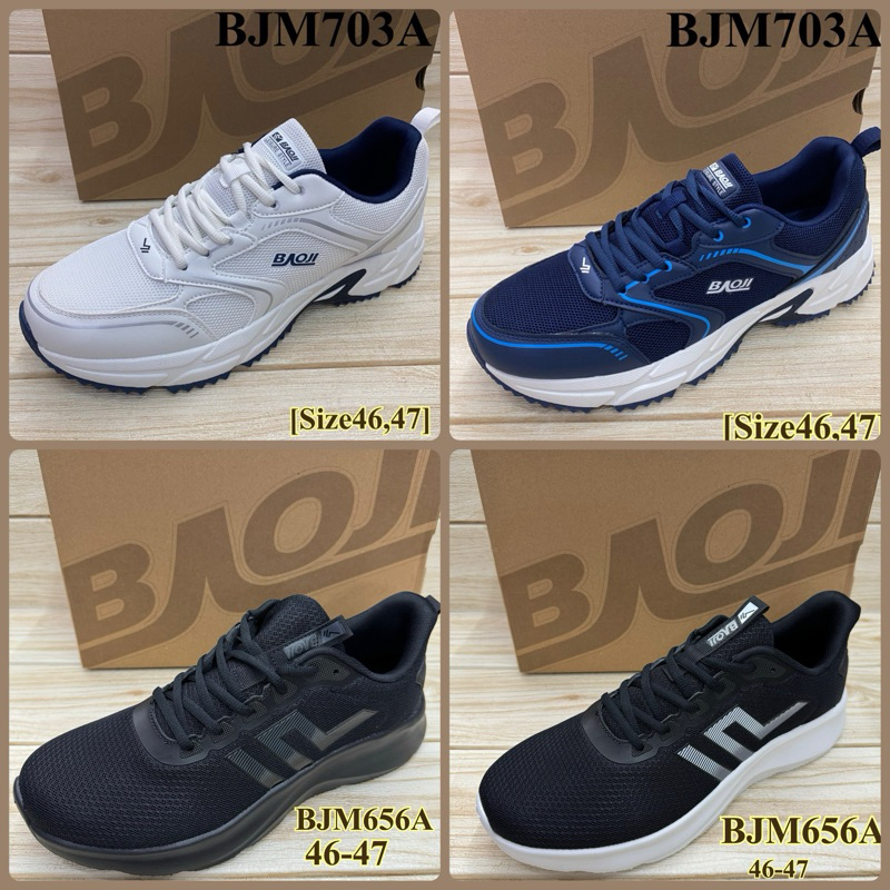 Baoji BJM 703A  / BJM 656A รองเท้าผ้าใบชาย Size46,47 สีขาว/กรม สป