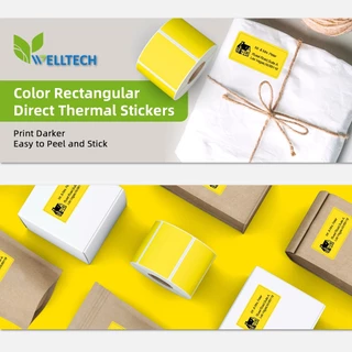 WELLTECH Color Label sticker สติ๊กเกอร์ กระดาษความร้อน สีสวย ฉลากสินค้า โลโก้ Barcode Thermal Label