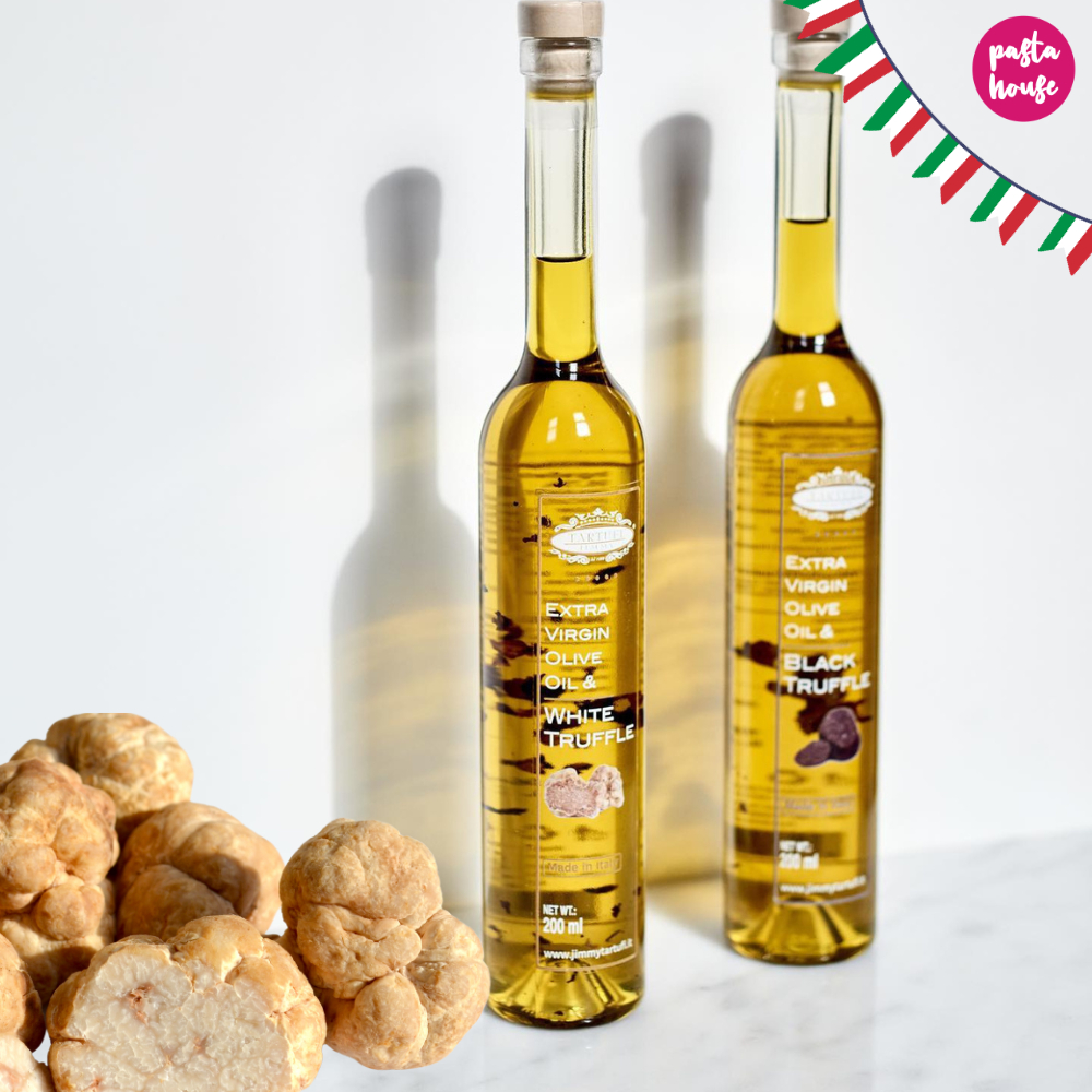 น้ำมันทรัฟเฟิล จาก ทรัฟเฟิลขาว ทรัฟเฟิลดำ 100ml - Jimmy Black/White Truffle Oil 100ml with Slices Tr