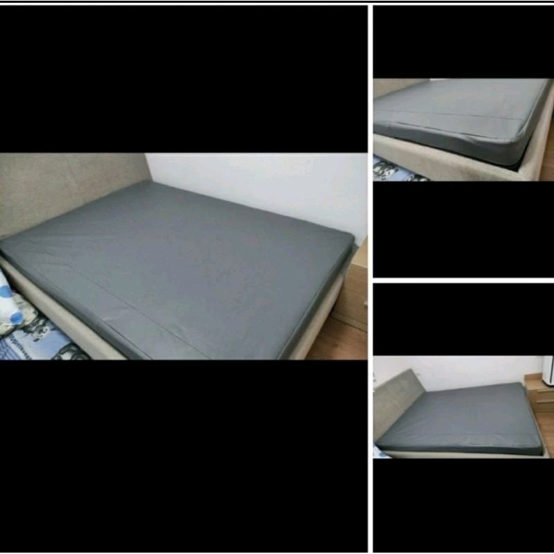 ปลอกหนัง PVC หุ้มที่นอนแบบสวมทับมีซิปรอบตัวยู ประเภทหนัง PVC สีเทา