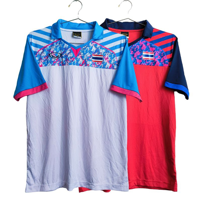Grand Sport เสื้อคอปกแขนสั้น เสื้อฟุตบอล ทีมชาติไทย ไซส์ XL สีขาว/แดง