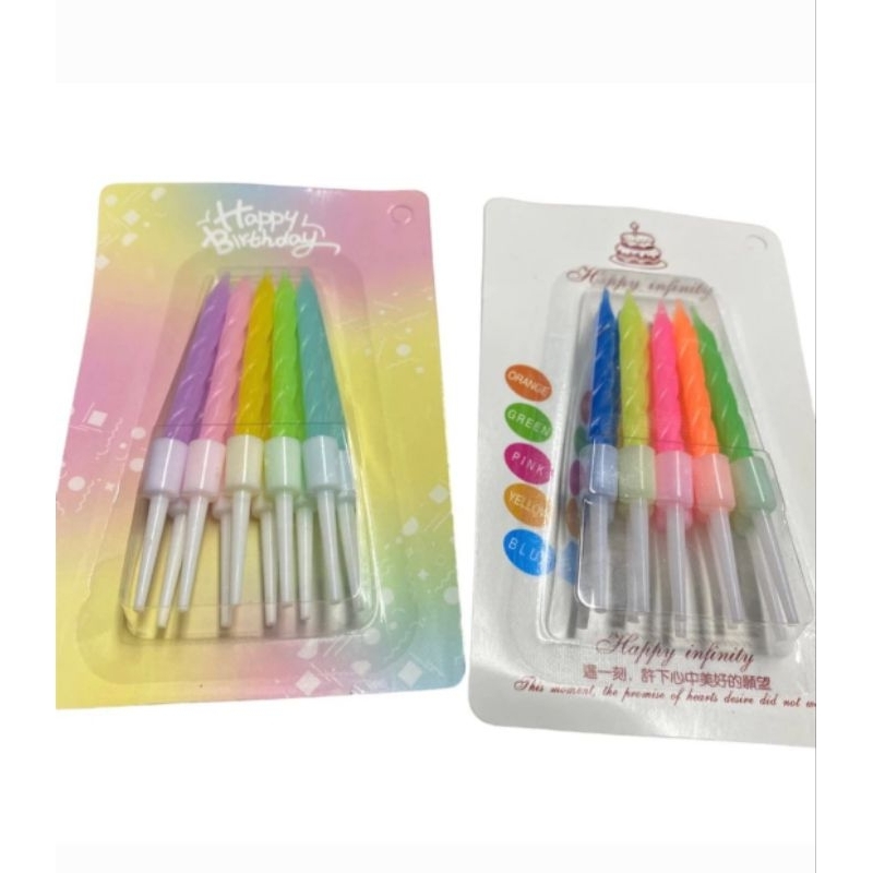 เทียนวันเกิด คละสีแพคละ10แท่ง