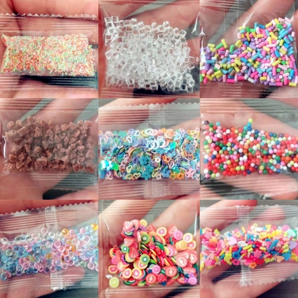 ฟีโม่ เกล็ดน้ำตาลปลอม เรซิ่น ตกแต่งเคส แต่งเล็บ อุปกรณ์ต่างๆ DIY 1 ถุง ห้ามรับประทาน