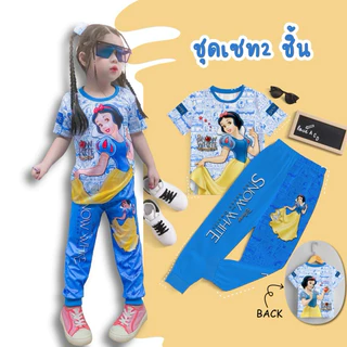 ชุดเด็กผู้หญิงน่ารัก แขนสั้น ขายาว จั้มขา พิมพ์ลายทั้งชุด เนื้อไมโครBG