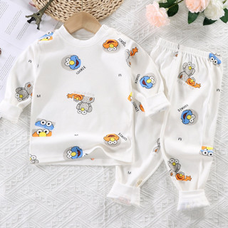 ชุดนอนเด็กเด็กชาย เด็กหญิง แขนยาวขายาวกันหนาว คอกลม ขาแขนจั้…