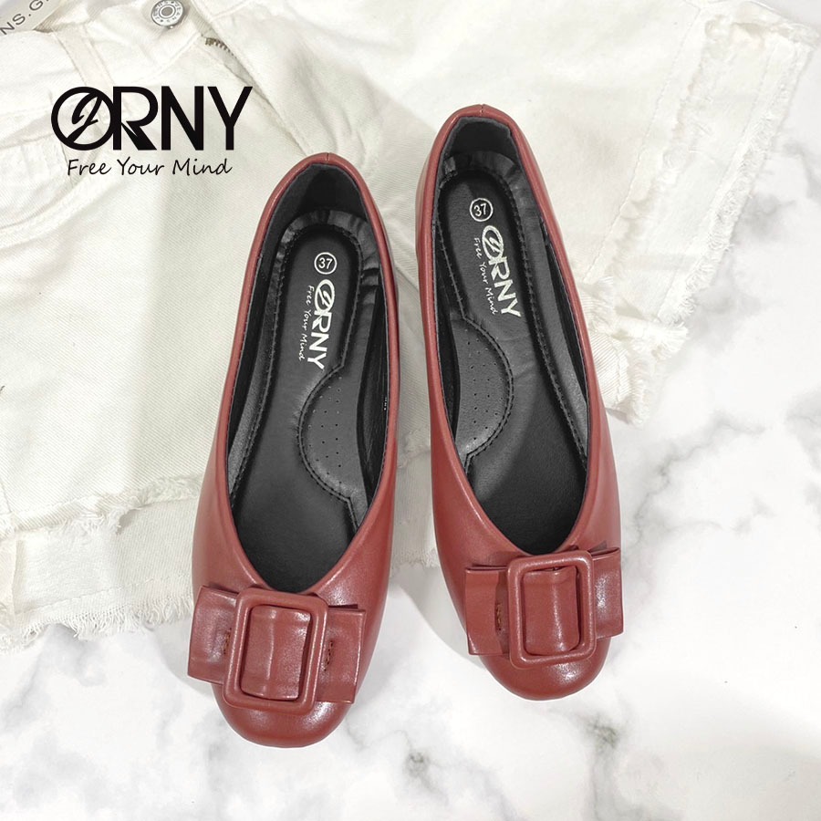 ORNY(ออร์นี่) ® OY1230 🌻 รองเท้าคัชชูส้นแบน หัวตัดแต่งอะไหล่ 🌻 - รูปที่ 4