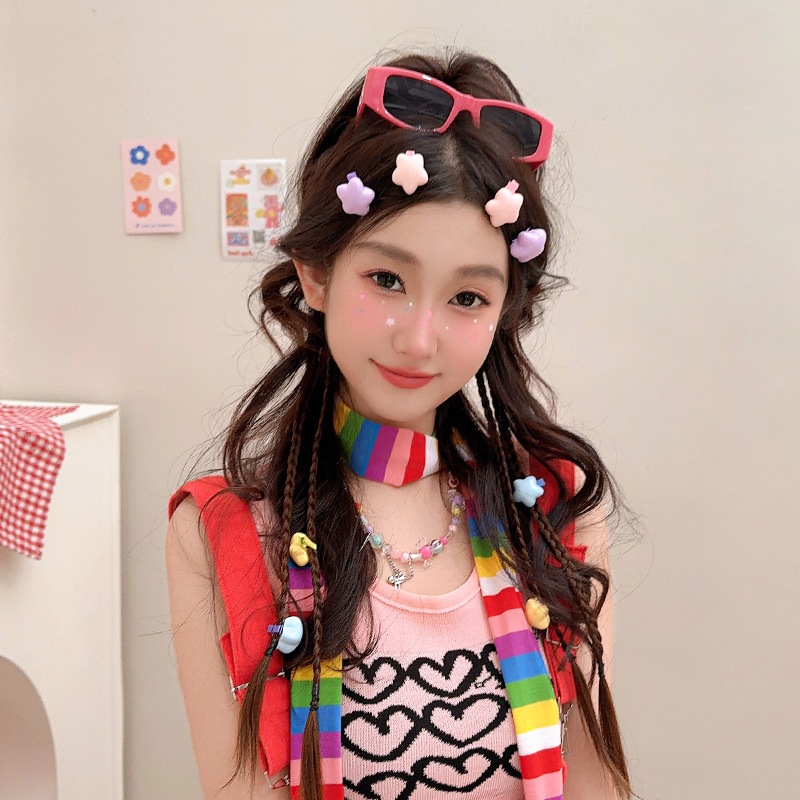 COD-ในไทย กิ๊ฟติดผม สีแคนดี้รูปดาวห้าแฉก มินิหน้าม้าคลิปด้านข้าง น่ารักหวาน สไตล์เกาหลี เด็กนักเรียนสำหรับผู้หญิง-Krismi