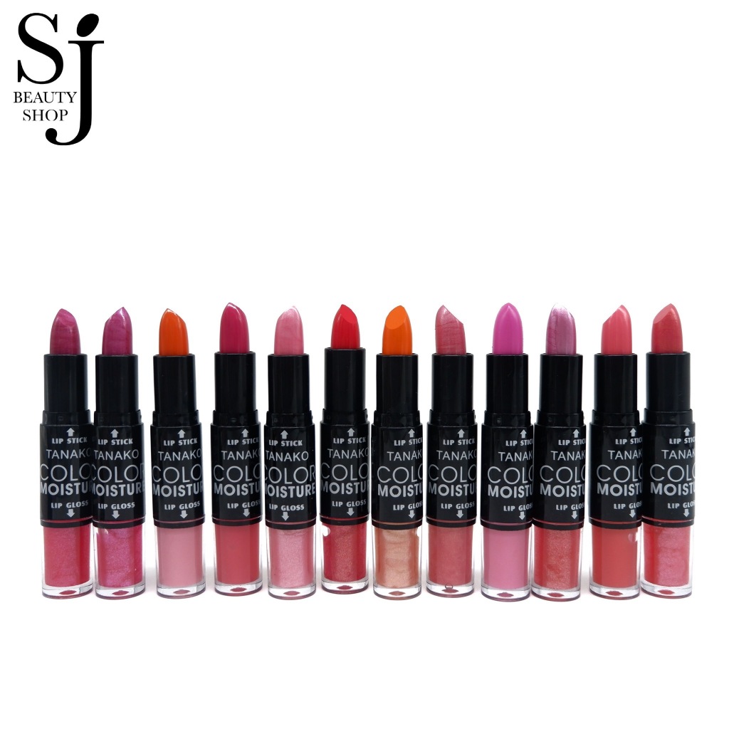 Tanako Color Moisture Lipstick LipGloss ลิปสติกและลิปกลอส 12เฉดสี สีสันสดใส ริมฝีปากแวววาว อวบอิ่ม