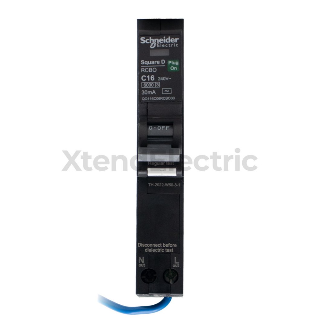 เซอร์กิตเบรกเกอร์ กันไฟดูด/ไฟรั่ว 16 แอมป์ 1 โพล 6kA 30mA SCHNEIDER QO116C06RCBO30
