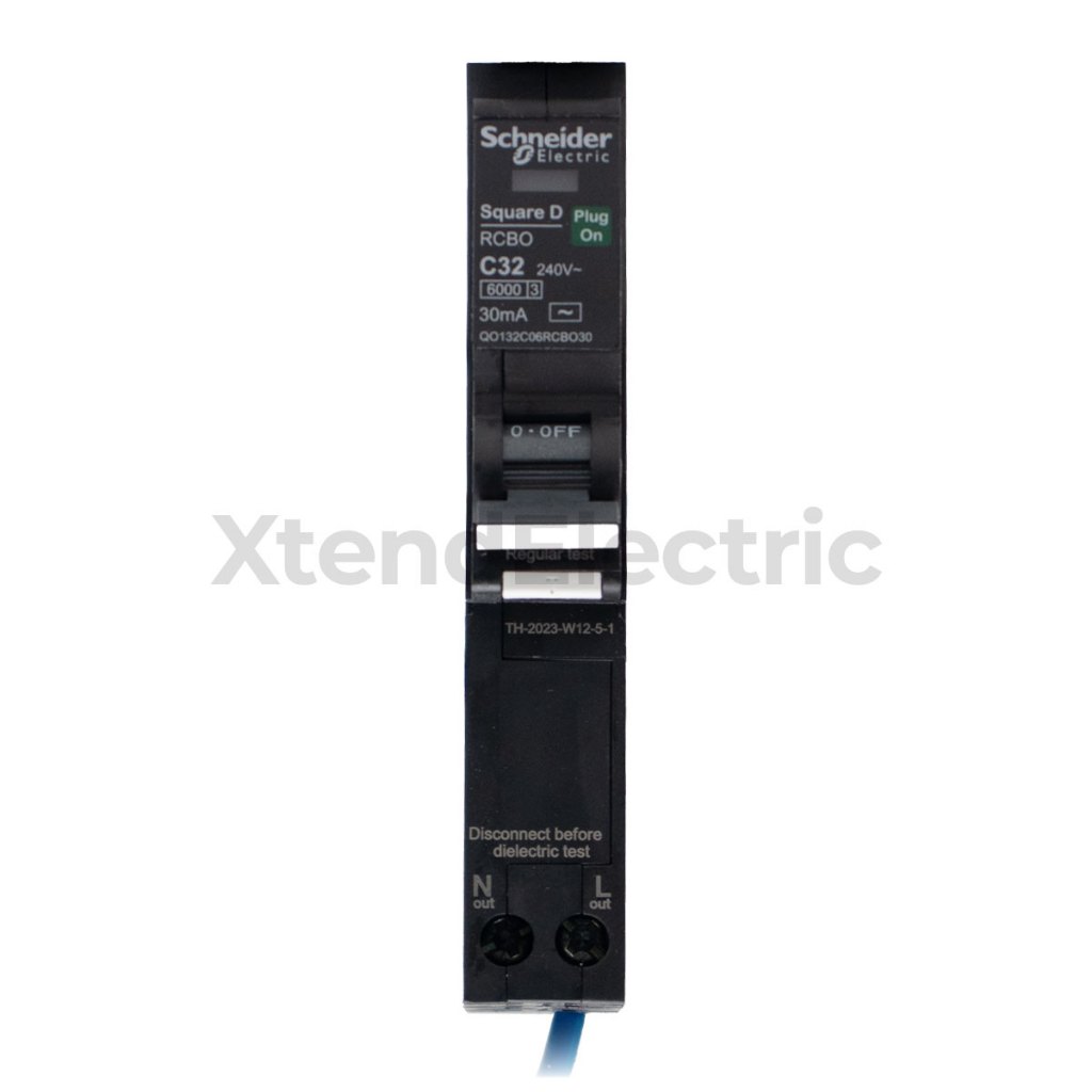เซอร์กิตเบรกเกอร์ กันไฟดูด/ไฟรั่ว 32 แอมป์ 1 โพล 6kA 30mA SCHNEIDER QO132C06RCBO30