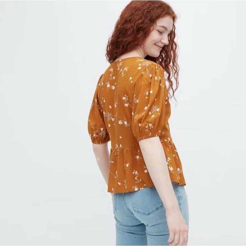 UNIQLO Rayon Lawn V-Neck Short Sleeve Blouse A3601 thumbnail 7