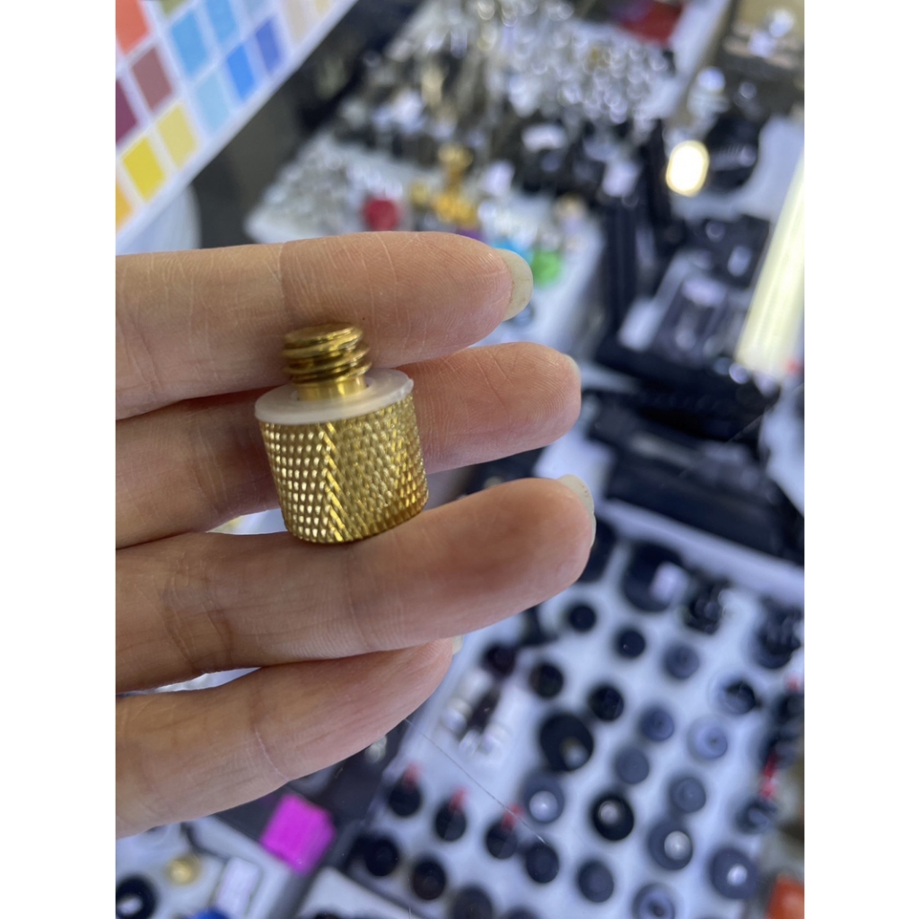 ทองเหลือง 1/4" เปลี่ยน 3/8" ขาตั้งกล้อง อะแดปเตอร์ สกรูทองเหลือง Gold 1/4" to 3/8" Tripod Thread Screw Adapter Brass