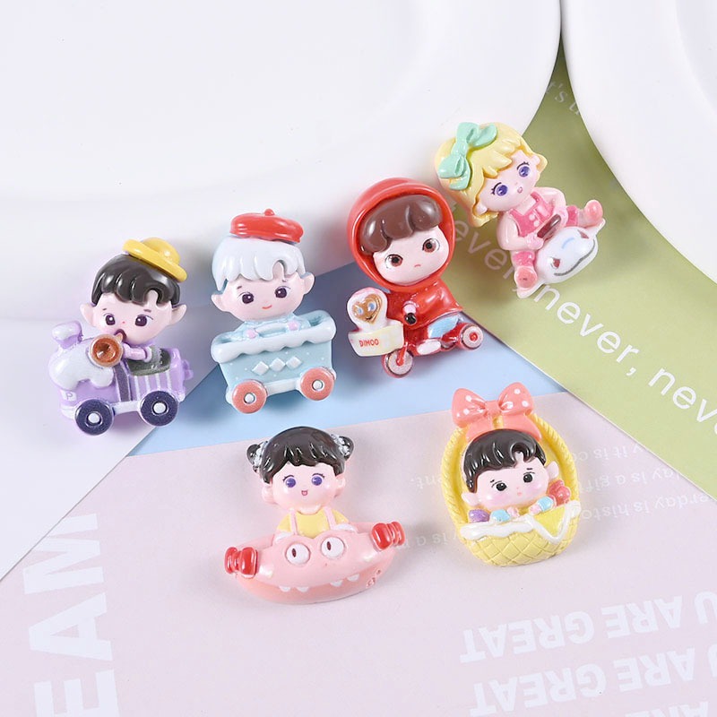 C033 เรซิ่นตุ๊กตาการ์ตูน 3D (1 มีชุด 6 ตัว ครบแบบ) อุปกรณ์ตกแต่ง งาน DIY แต่งเคสโทรศัพท์ งานฝีมืออื่นๆ พร้อมส่งจากไทย