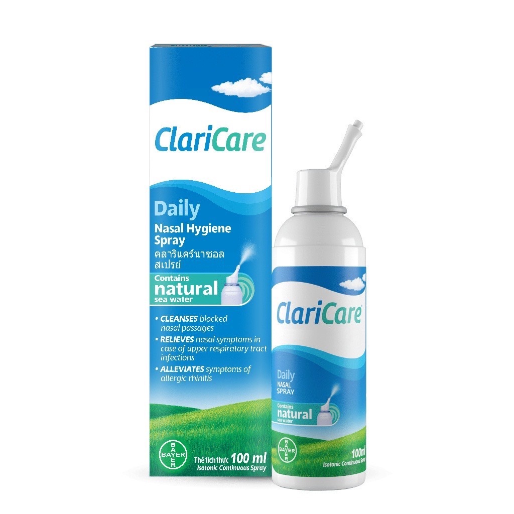 ClariCare Nasal Hygiene Spray 100 ml. คลาริแคร์ นาซอล สเปรย์ สเปรย์น้ำเกลือ สเปรย์พ่นจมูก ทำความสะอา