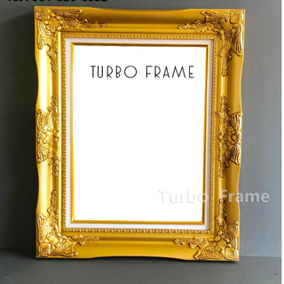 กรอบรูปหลุยส์ดอกใหญ่ สีทอง สีขาว ขนาดภาพ 11x14”, 12x16" , 12x18" ราคาถูกมีขาตั้ง หูแขวนผนัง กระจกด้านหน้า