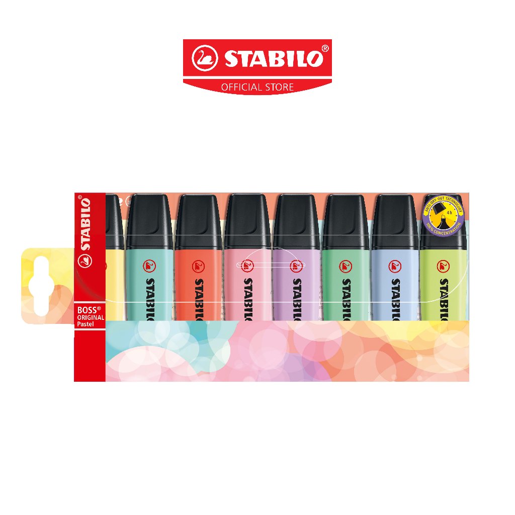 STABILO Boss Original ปากกาไฮไลท์  ปากกาเน้นข้อความสีพาสเทล แพ็ค 8 สี (70/8-3)