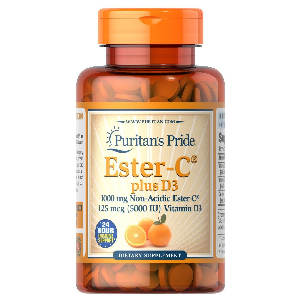 Puritan's Pride Ester-C plus D3, 60 Tablets (No.3375)