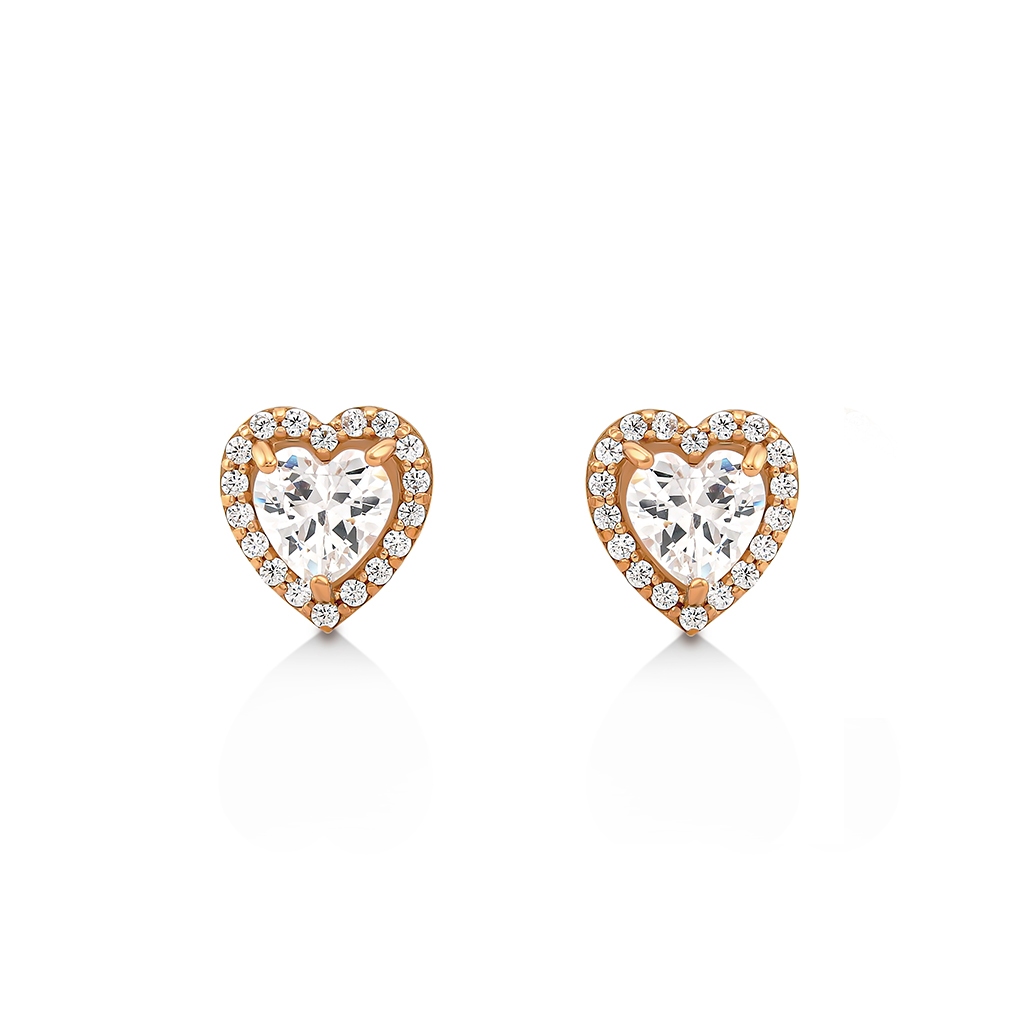 Jewellista ต่างหูรูปหัวใจเงินแท้ Aylin ประดับพลอย CZ