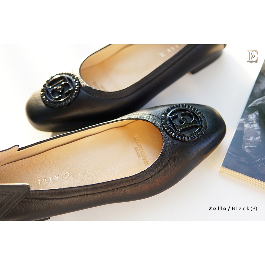 EARL GREY รองเท้าหนังแกะแท้  รุ่น Zello series in Black (B) (Removable Insole)
