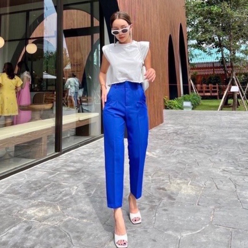 กางเกงขายาวเอวสูง ทรงกระบอกเล็ก ป้ายapril shop 💙