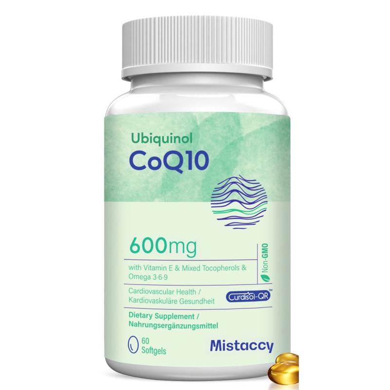 ผลิตภัณฑ์อาหารเสริม CoQ10 600mg Softgels | High Absorption CoQ10 Ubiquinol Supplement | Vitamin E &amp; Omega 3 6 9