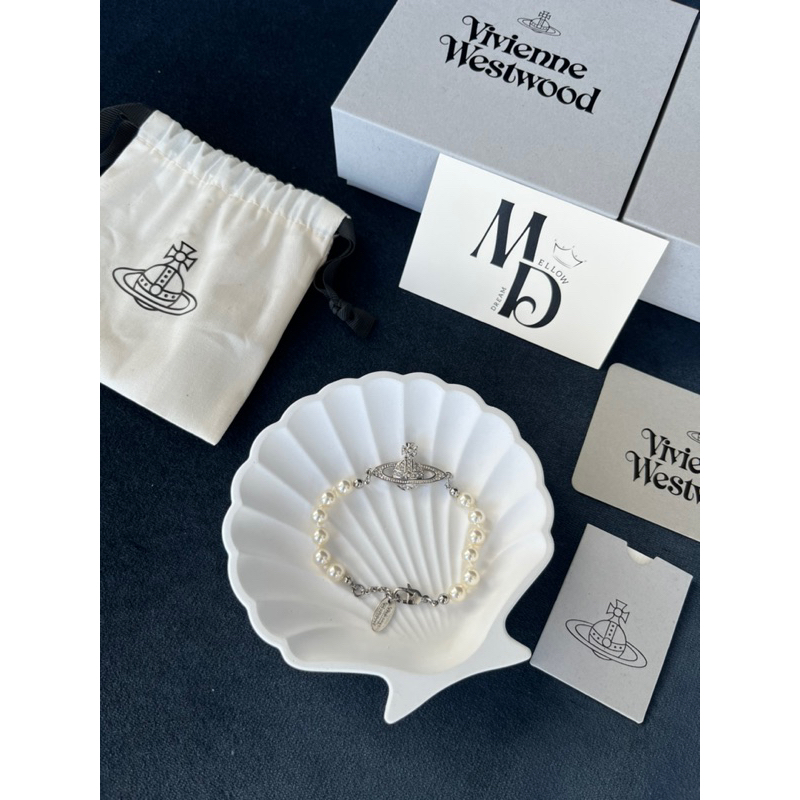 Mini bas relief bracelet Vivienne Westwood สี Silver (เงิน) [ของแท้ พร้อมส่ง]