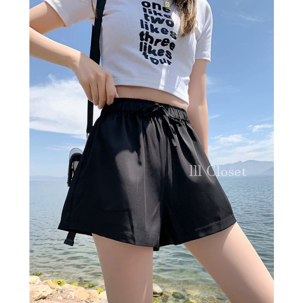 กางเกงขาสั้น lll S-XL lll PI001 ทรงสปอร์ต ไม่มีกระเป๋าข้าง เอวยางยืด ผ้าไหมอิตาลี ใส่สบาย ไม่ร้อน