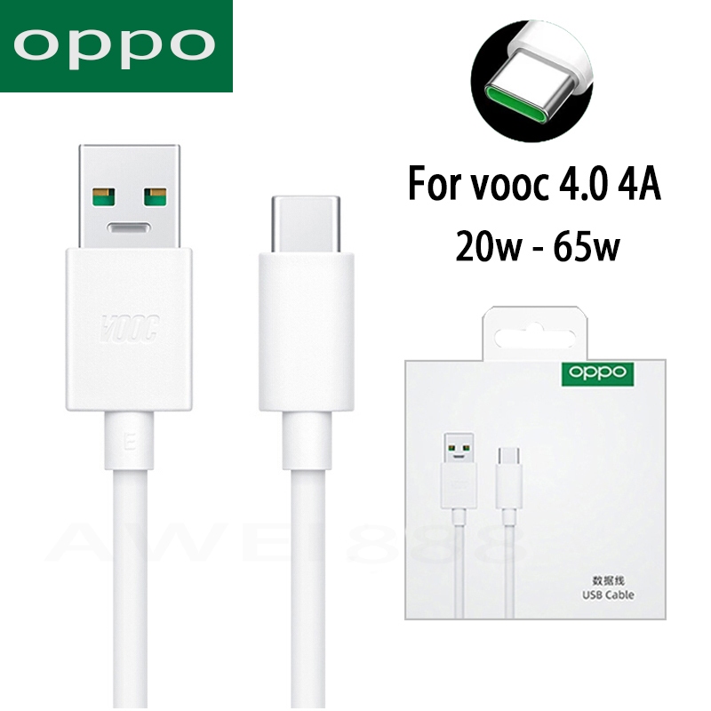 สายชาร์จ typec oppo vooc 5V 4A 1เมตร 2เมตร โรงงานเดิม 20w 65w max สำหรับ reno realme type c รับประกัน1ปี